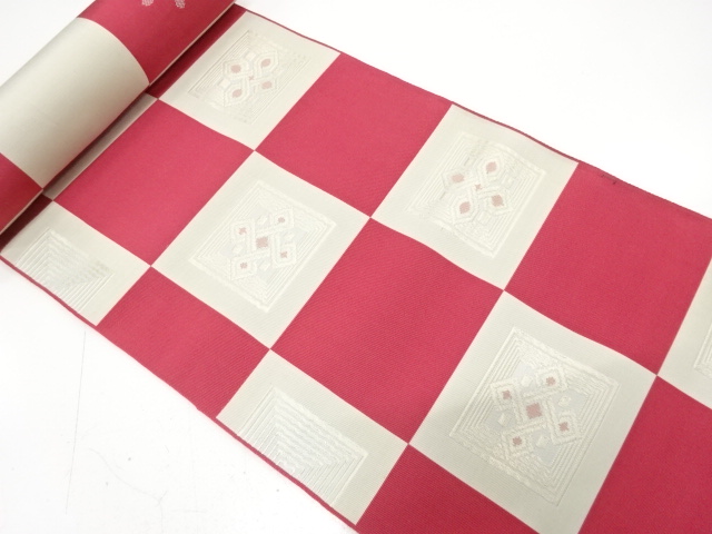 JAPANESE KIMONO / ANTIQUE BOLT FOR HASSUN OBI / WOVEN FLOWER